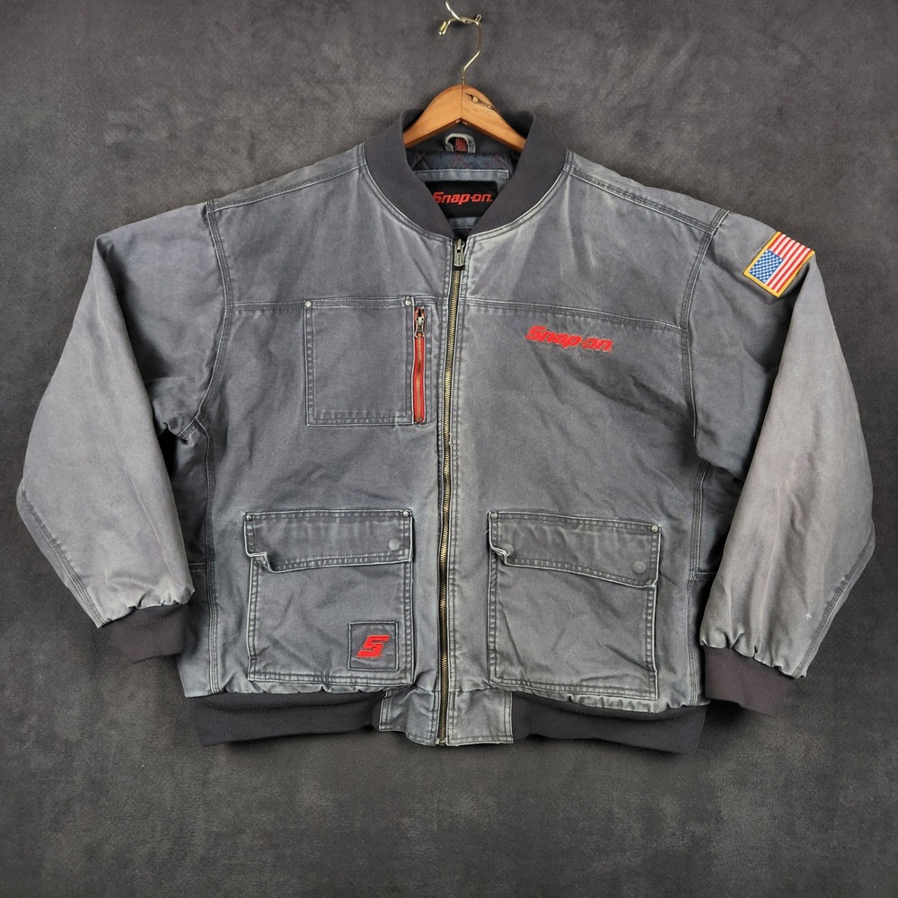 Snap-on Tools Insulated Work Jacket Mens 3XL‎ Faded Canvas Utility Quilt Lined